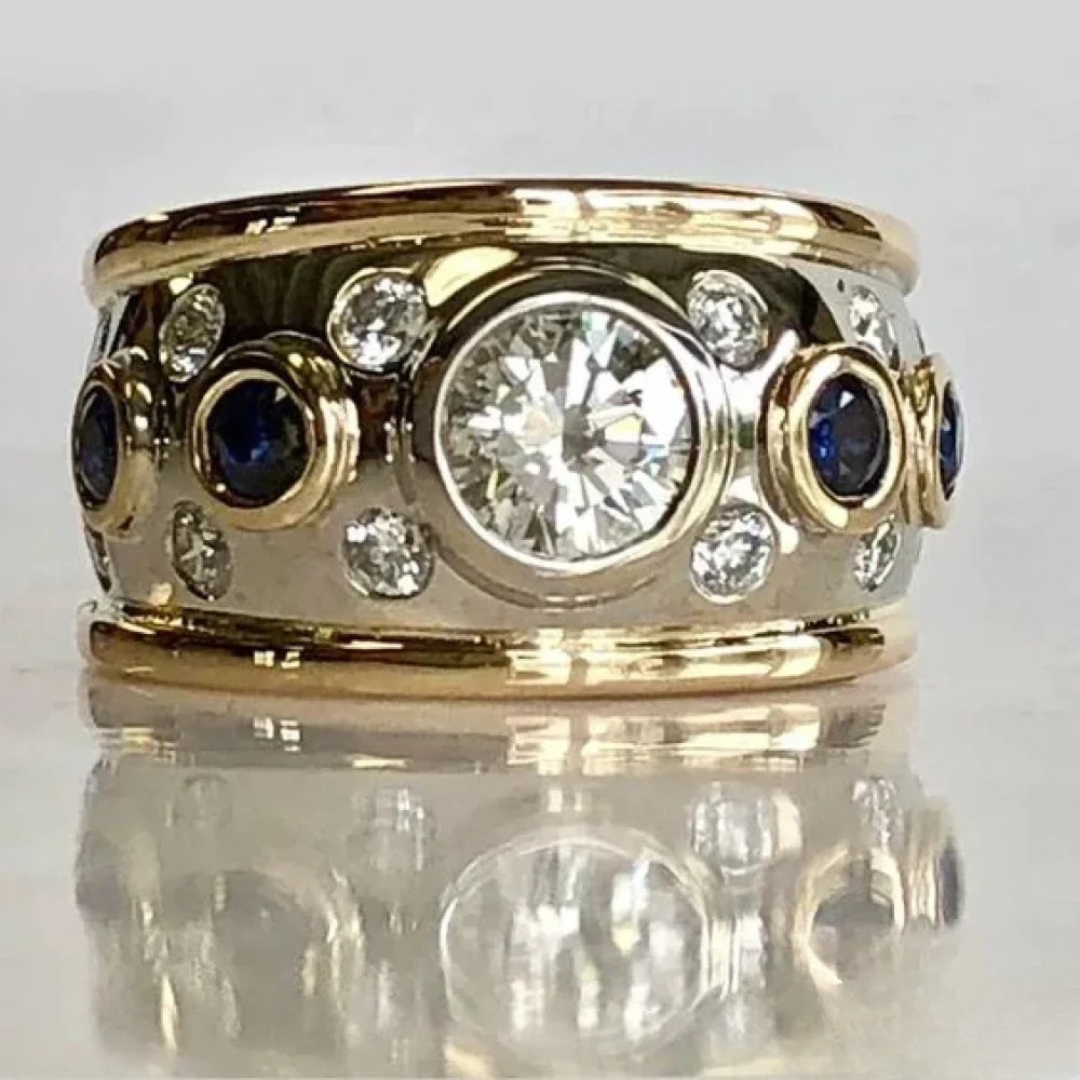 Vintage Gold Inlaid Zirconia Ring | Elegant Timeless Accessory