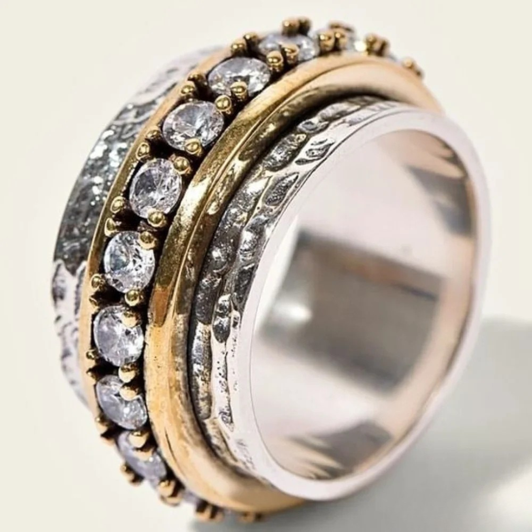 Vintage Zirconia Ring | Elegant Dual-Tone
