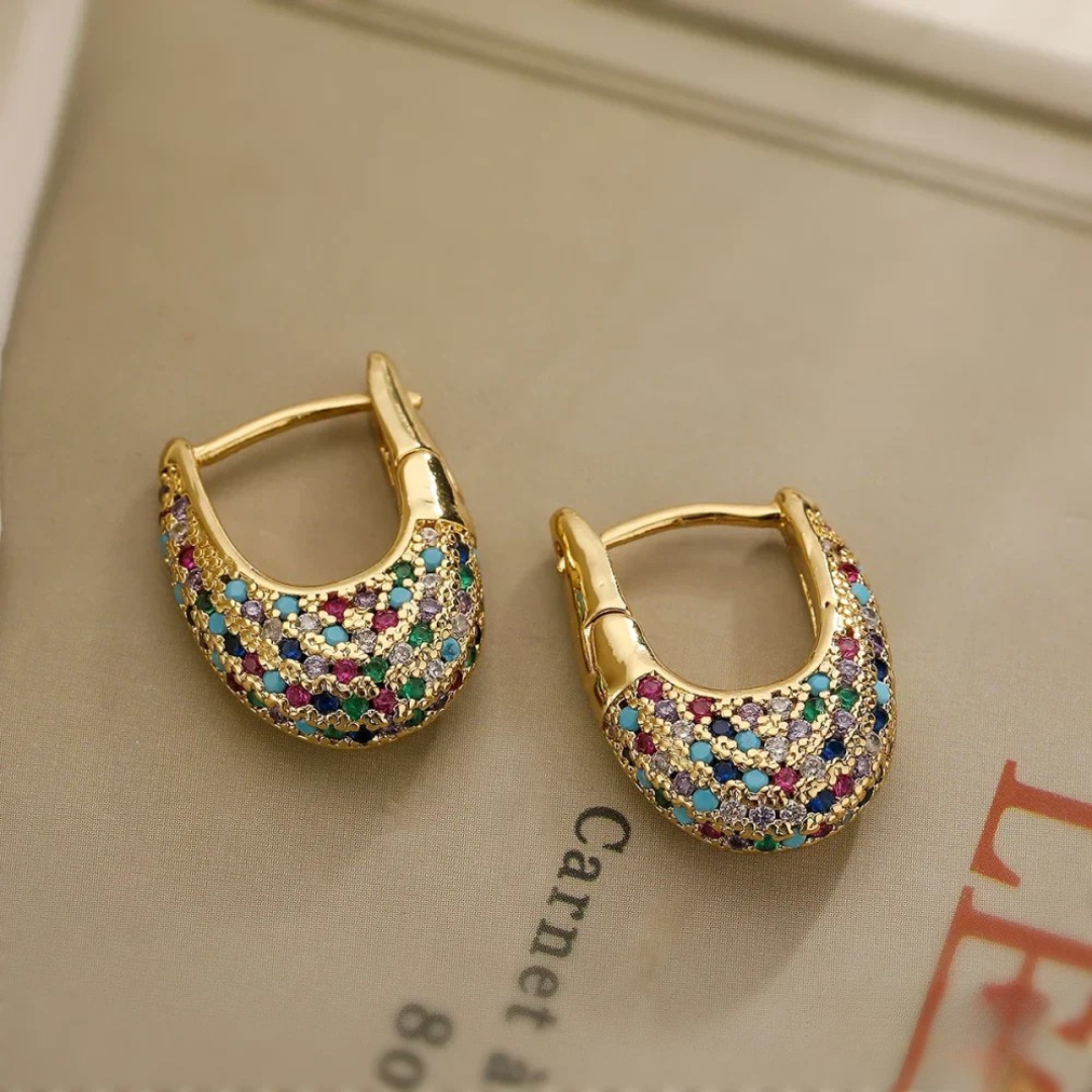 Elegant Colourful Inlaid Crystal Earrings | Vibrant, Stylish, Accessory