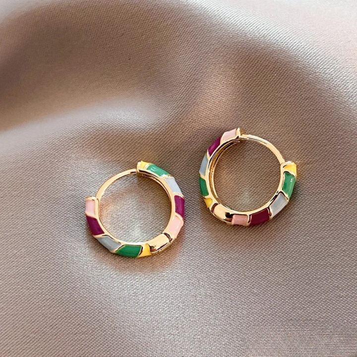Elegant Earrings | Colorful Gold Design