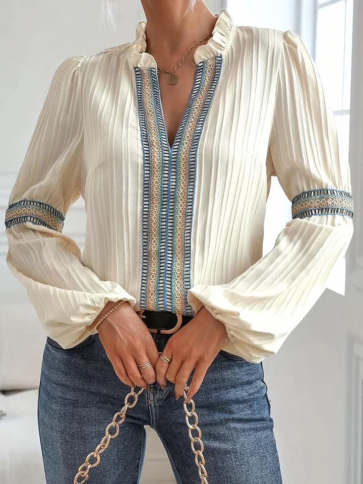 Valerie™ - Exquisite V-Neck Blouse to Elevate Your Style