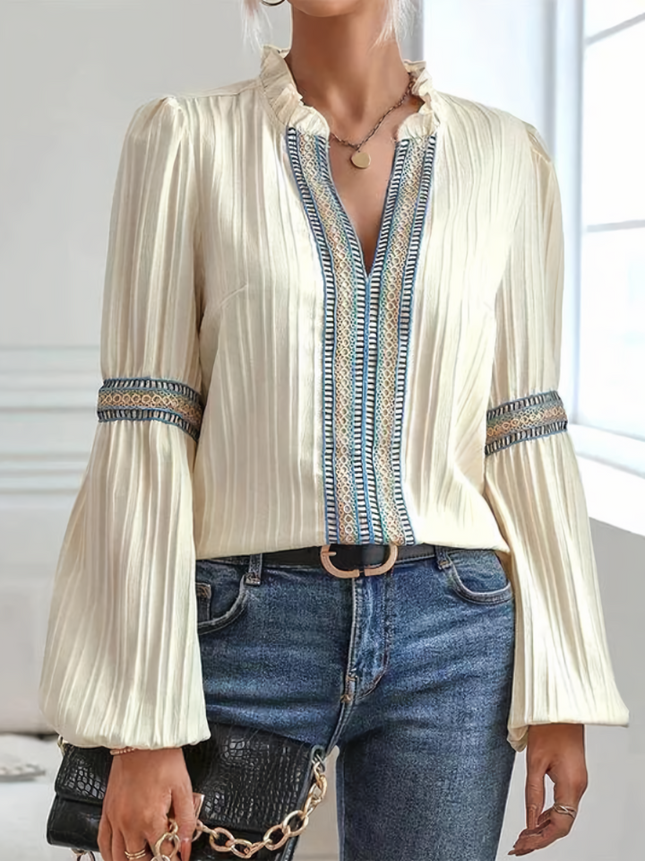 Valerie™ - Exquisite V-Neck Blouse to Elevate Your Style