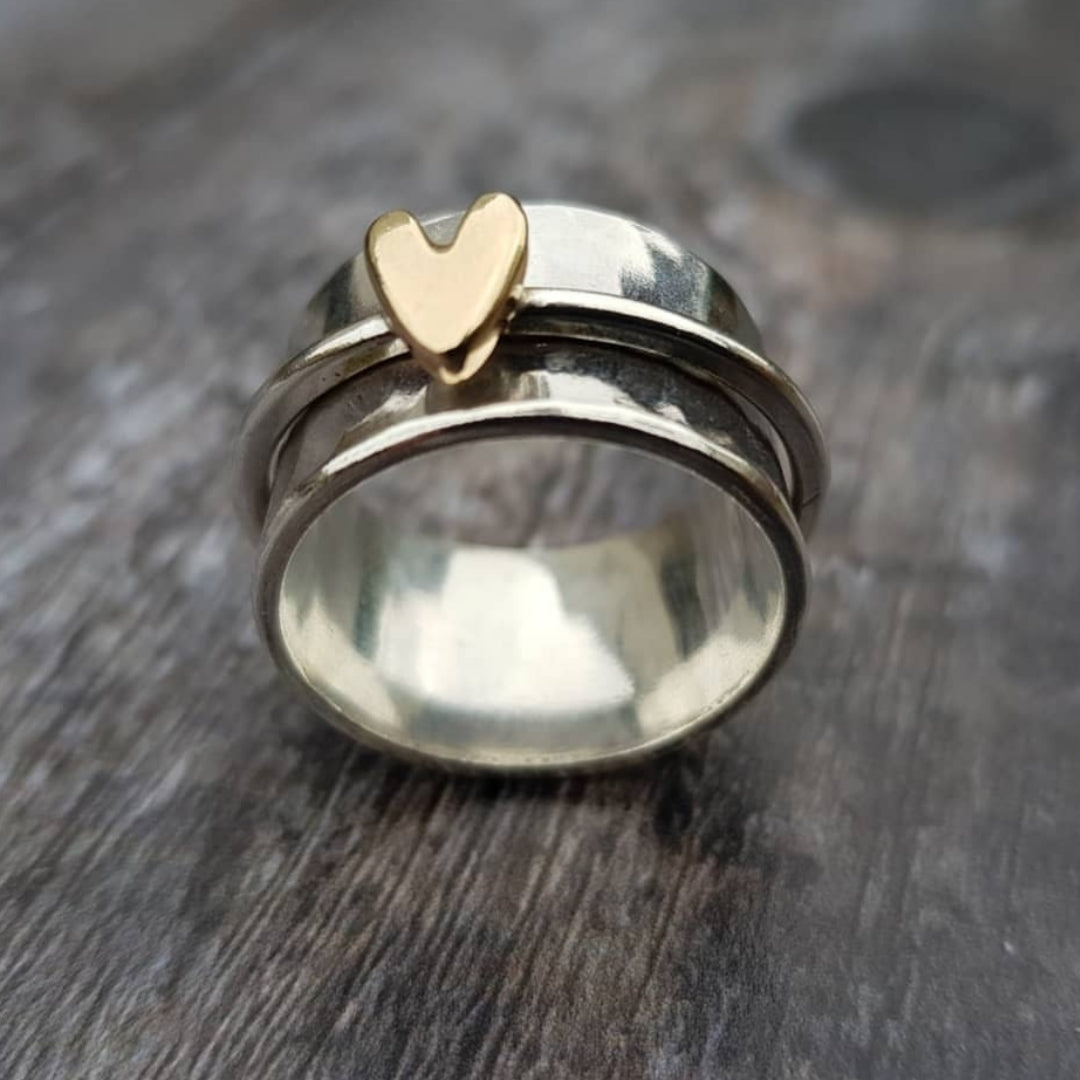 Silver Ring | Vintage Gold Heart