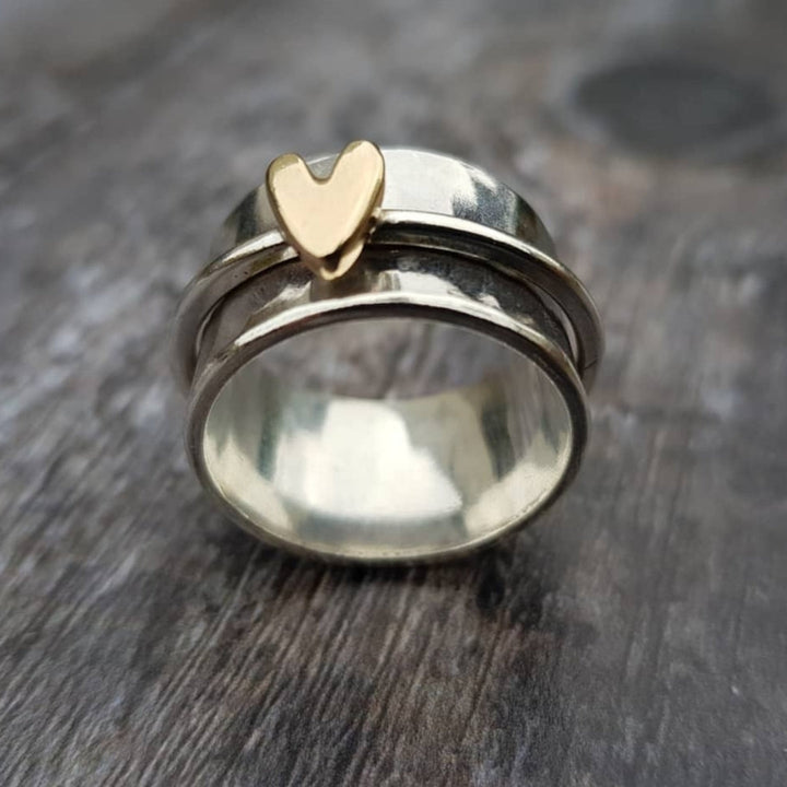 Silver Ring | Vintage Gold Heart