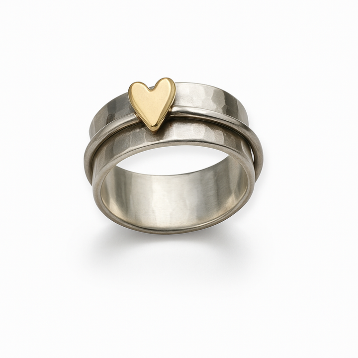 Silver Ring | Vintage Gold Heart