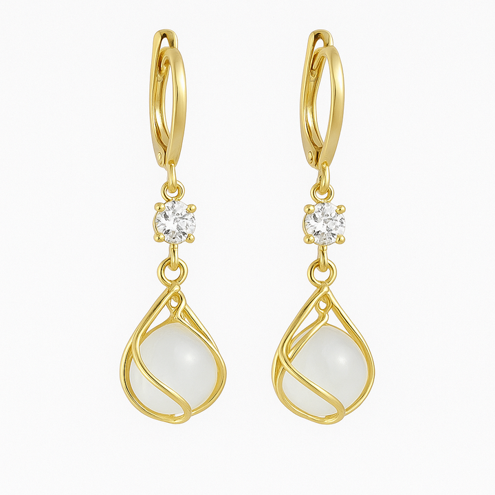 Vintage Wit Opal Dangle Earrings | Elegant Gold Jewelry