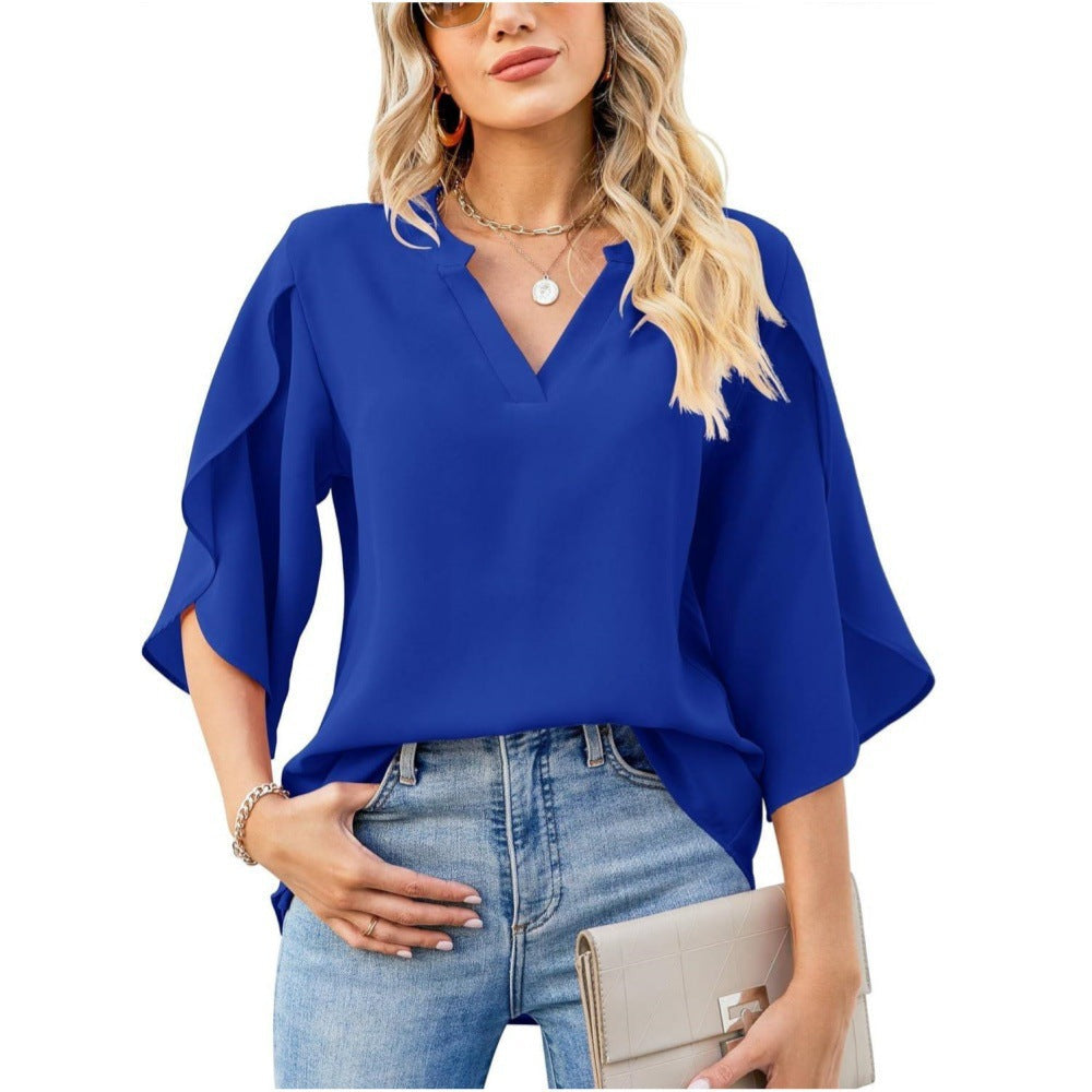 Leni™ - Chic V-Neck Blouse for Effortless Elegance