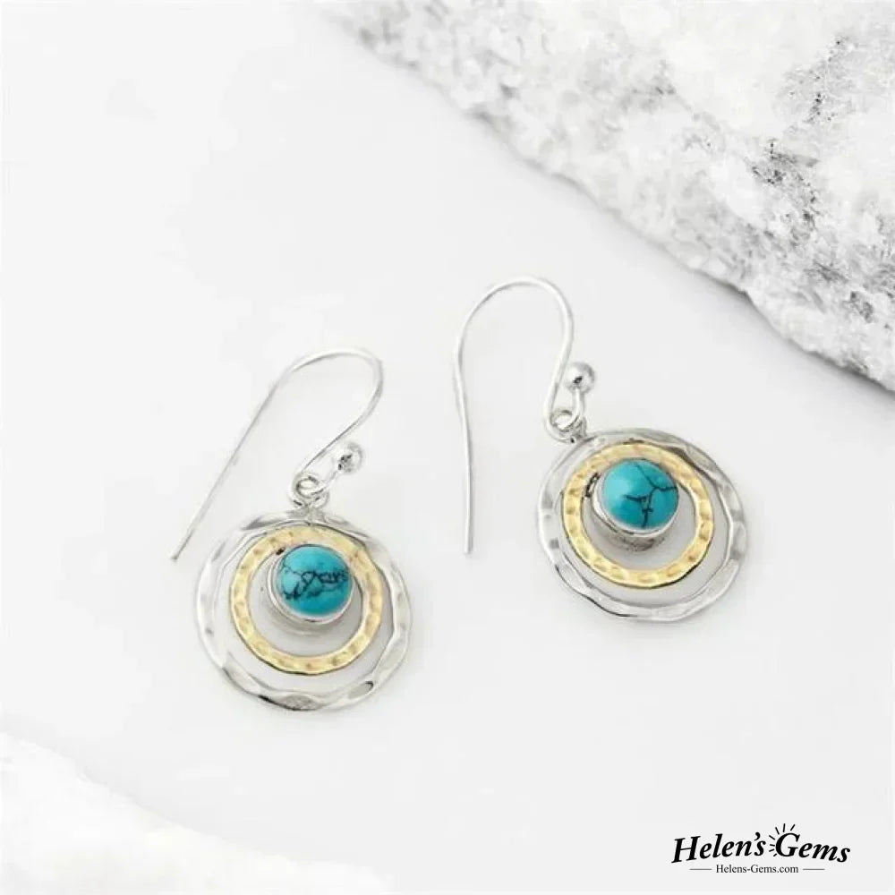 Boho Saturn Earrings | Turquoise Stone Elegance