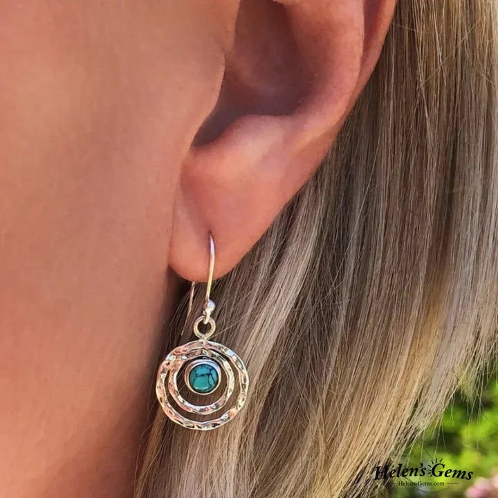 Boho Saturn Earrings | Turquoise Stone Elegance